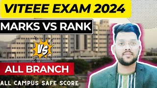 VITEEE 2024 Marks vs Rank vs Branch  Safe score for VIT Vellore  Category wise cutoff viteee2024 [upl. by Browne]