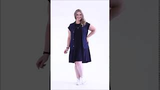 Colete em cotton jeans e Vestido soltinho preto Plus Size  Marguerite  Posthaus [upl. by Angelika]