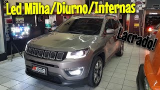 Jeep Compass Longitude  Kit Ultra Led H16 Drl  H11 Milha  11 Lâmpadas Internas [upl. by Azzil]