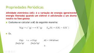 Tendência periódica Afinidade eletrônica [upl. by Anilrahc123]