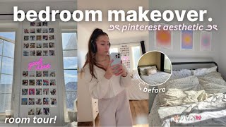 AESTHETIC ROOM MAKEOVER 🩰🪞🎀 pinterest inspired decor haul room tour 2024 [upl. by Goode]