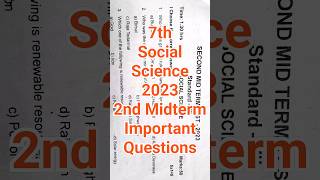 7th Std Social Science 2nd MidTerm Test 2023 Question Paper  Dist Kanchipuram Thiruvallur Class 7 [upl. by Barger]