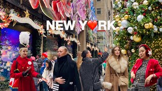 4K🇺🇸NYC Christmas Walk🎄💂🏻Festive 5th Ave amp 6th Ave Saks Fifth Holiday Windows 2023 [upl. by Huxley]