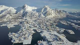 Travel Lofoten Islands 4K Svolvaer to Reine Mavic Pro drone aerial winter wonderland hamnoy reine [upl. by Auof]