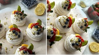 Pavlova  Mini Pavlova torta 🍓🫐🥝🍋 Mennyei kis finomságok😊 recept sütés food pavlova recipe [upl. by Eitsyrk720]