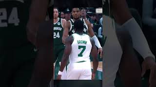 Giannis messes with Jaylen Brown 🤣 shorts [upl. by Mungam]