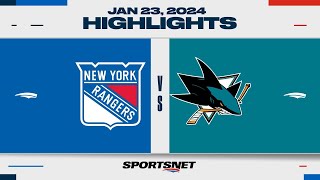 NHL Highlights  Rangers vs Sharks  January 23 2024 [upl. by Yrrem]