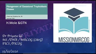 Hydatiform mole  GTG No 38 Oct 2020 guidelin  online class for MRCOG part 2 amp 3 examination [upl. by Names]