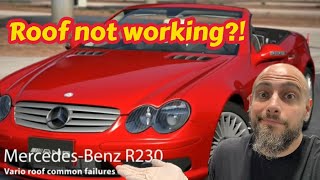 Mercedes Benz SL500 SL55 SL63 SL320 R230 vario roof common issues [upl. by Zita]