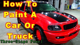 How To Paint A Car Or Truck At Home ThreeStage Pearl  ALLKANDY Wet Wet Clear  Urekem Base Coat [upl. by Manley]