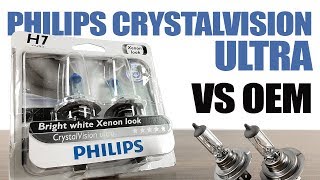 Philips CrystalVision Ultra vs OEM  Original Headlight Bulbs Comparison [upl. by Janna]