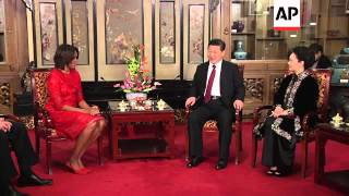 US First Lady Michelle Obama meets Chinese President Xi Jinping and his wife Peng Liyuan [upl. by Shaylyn]