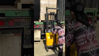 Semi electric stacker small walkie pallet fortlift 3300lb capacity 60inch lifting [upl. by Toney]