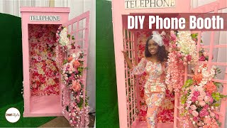 HOW TO BUILD A PHONE BOOTH Cute Backdrop Ideas  Pink Phonebooth with Flowers [upl. by Ernie]