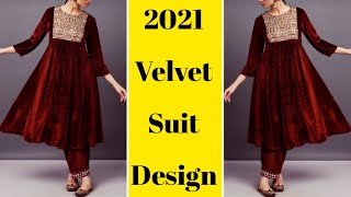 Stylish Maroon Velvet Suit Designs 2021  Winter Suit Designs Ideas  by Look Stylish [upl. by Tenay]