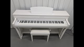 Yamaha Clavinova CLP735 digital piano and stool in satin white finish stock number 24465 [upl. by Hinze]