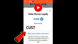 Make Money Legally Cats Code  Make Money Legally cats video code today [upl. by Akemet209]