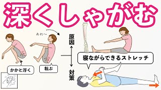 【しゃがむときにかかと浮く】意外な原因と足首固いときの対策｜寝ながらできるストレッチ [upl. by Mariande]