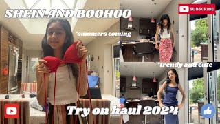 SHEIN AND BOOHOO TRY ON HAUL  holiday szn  summer edition 👙🏝️ [upl. by Klotz]