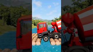 Mixer Truck vs Log Bridge 😱 shorts beamngdrive logbridge [upl. by Bred]