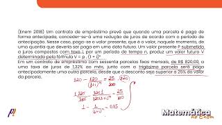 ENEM 2018  LOGARITMOS  Um contrato de empréstimo prevê que quando uma parcela [upl. by Niletak]