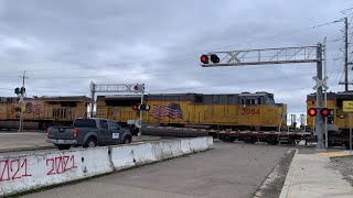 UP 7798 Manifest Freight Train South  E Morada Lane Railroad Crossing Stockton CA [upl. by Ardussi]