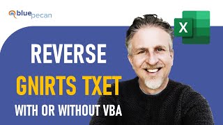 Reverse Text String Without VBA Using Formula or With VBA Using StrReverse Function  Mirror Text [upl. by Nnalatsyrc767]