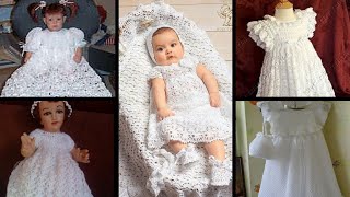 35 Elegant Free Christening Gown Crochet patterns  baby girls crochet [upl. by Nivlak614]