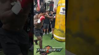 ERROL SPENCE FIRES BRUTAL SHOTS ON HEAVY BAG FOR CRAWFORD [upl. by Inglis976]