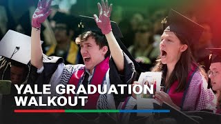 Graduates walk out of Yale commencement as part of proPalestine protest  ABSCBN News [upl. by Akital]