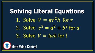 How to Solve Literal Equations  Algebra 1 Math Video Central [upl. by Neffirg]