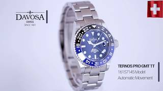 DAVOSA Ternos Professional TT 42mm 200m GMT BlackBlue quotBATMANquot 16157145 [upl. by Nauhs11]