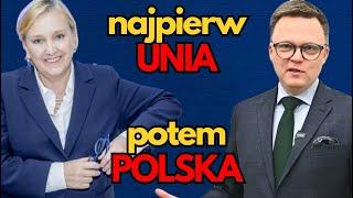 ŻENUJĄCA WYPOWIEDŹ EUROPOSŁANKI HOŁOWNI W PE pracuje się po pierwsze dla UE a po drugie dla Polski [upl. by Rimidalb112]