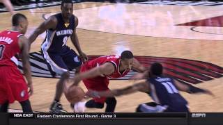 Mike Conley takes elbow to head from CJ McCollum Grizzlies at Blazers [upl. by Aneekal]