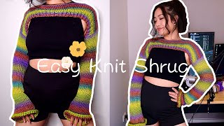 Easy SleevesShrug Knitting Tutorial [upl. by Amelus86]