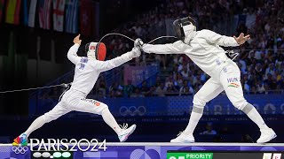 Sudden Death Hungary swipes OT gold from Japan in team epee final  Paris Olympics  NBC Sports [upl. by Sallyann474]