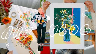 art vlog ♥︎ shop reopening painting oil pastels packaging [upl. by Schott]