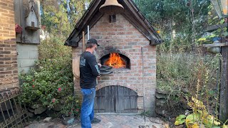 Firing the wood fired brick oven [upl. by Prudi]