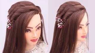 very easy open hairstyle for wedding l mehndi hairstyles l front variation l Twist hairstyles l Eid [upl. by Docila366]