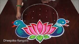 Very easy New Year 2024 kolam Rangoli Design  Sankranthi muggulu art newyear rangoli [upl. by Anidal448]