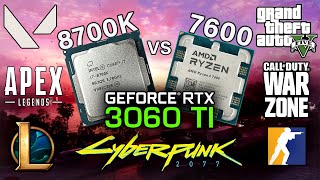 Intel i7 8700K vs Ryzen 5 7600  RTX 3060 Ti  10 GAMES BENCHMARK at 1080P Time to Upgrade [upl. by Aromat]