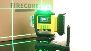 Firecore Laser Level 360 Self Leveling 4 x 360° Green Line Laser with Brightness Setting and LCD [upl. by Milas200]