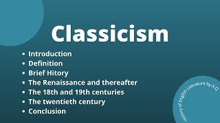 What is classicism in literature  Its introduction definition brief history etc in this video [upl. by Richard]