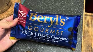 Beryl’s Gourmet Extra Dark Chocolate in Premium Baking Coins 75 Cacao and 100 Cocoa Butter [upl. by Dyun272]