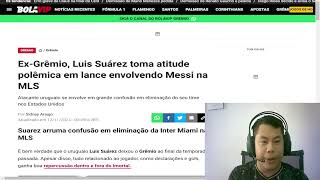 ExGrêmio Luis Suárez toma atitude polêmica em lance envolvendo Messi na MLS [upl. by Hillyer]