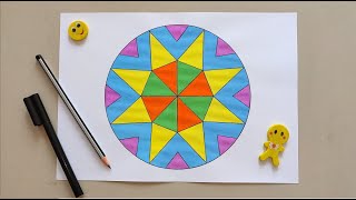 Geometric Patterns Drawing  EASY  Simple Geometric Pattern  How to draw Circle Geometry Pattern [upl. by Gervais]