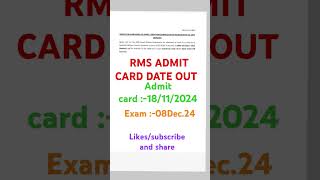 Madan sirRmsAdmit card download date outExam date [upl. by Kcirdehs]