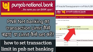 PNB net banking transaction limit ko increase kaise kare  how to set limit in pnb net banking [upl. by Christis]