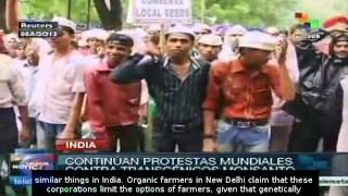 India Farmers protest against genetically modified Monsanto seeds [upl. by Nnyrb888]