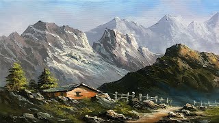 Easy Landscape Painting  Step By Step Painting Tutorial  How to Paint Landscape Scenery Landscape [upl. by Hgielhsa518]